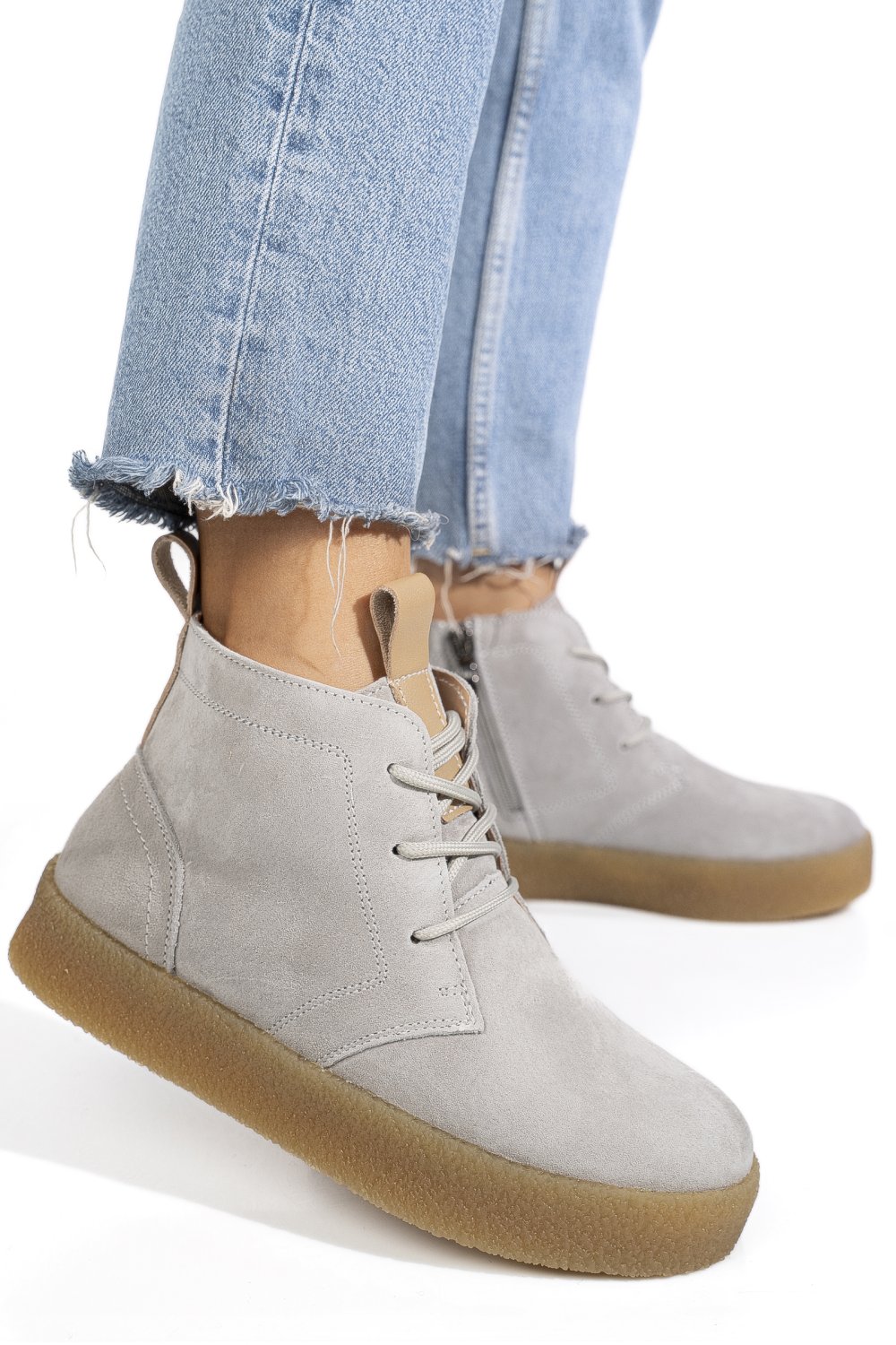 GHETE GRI PIELE NATURALA INTOARSA JSPY6651