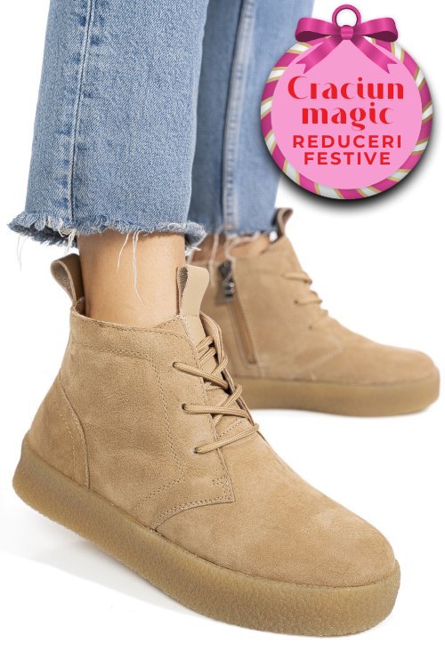 Ghete khaki piele naturala intoarsa jspy6651