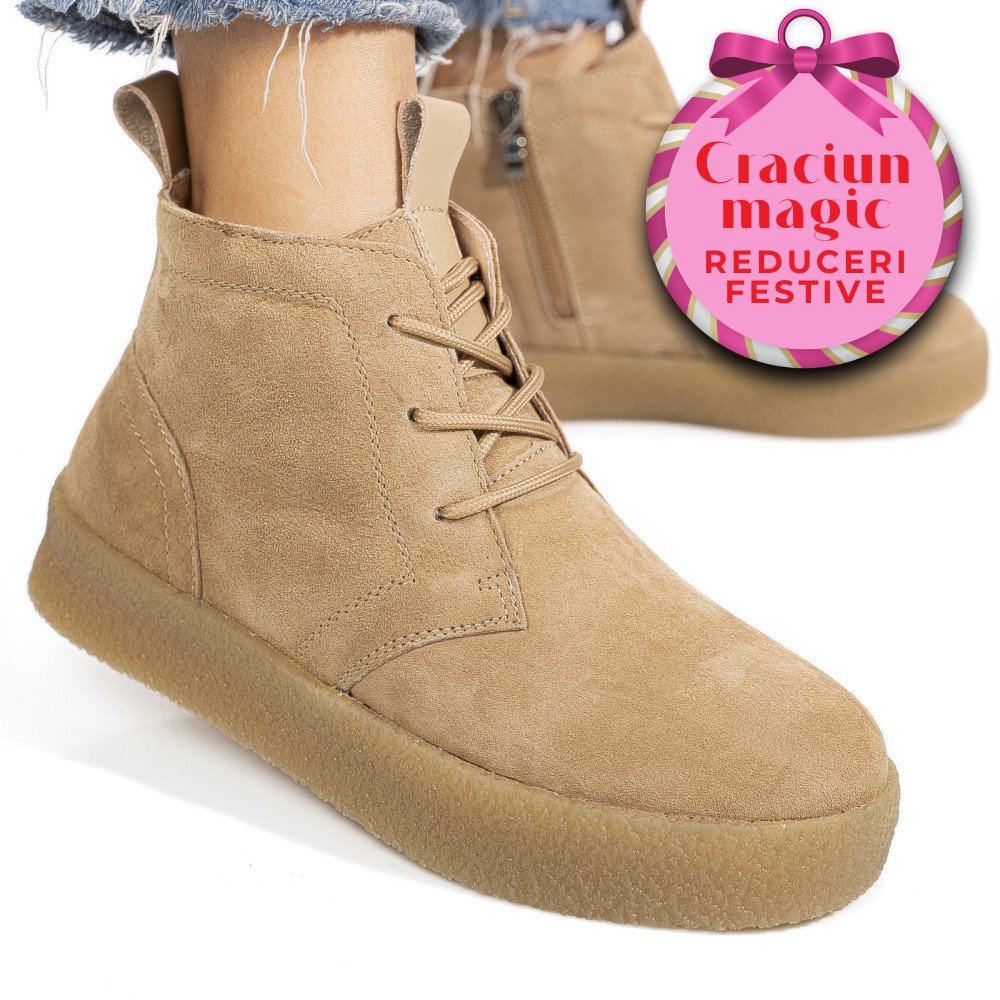 GHETE KHAKI PIELE NATURALA INTOARSA JSPY6651