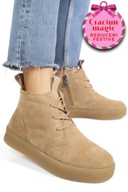 GHETE KHAKI PIELE NATURALA INTOARSA JSPY6651