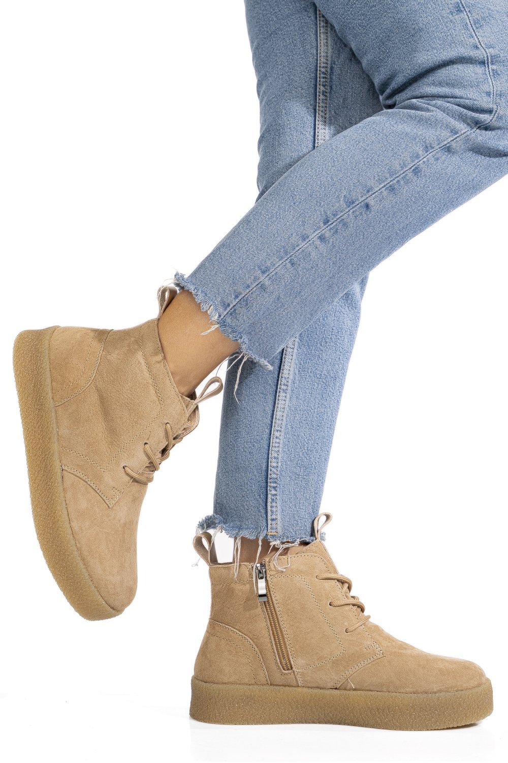 GHETE KHAKI PIELE NATURALA INTOARSA JSPY6651