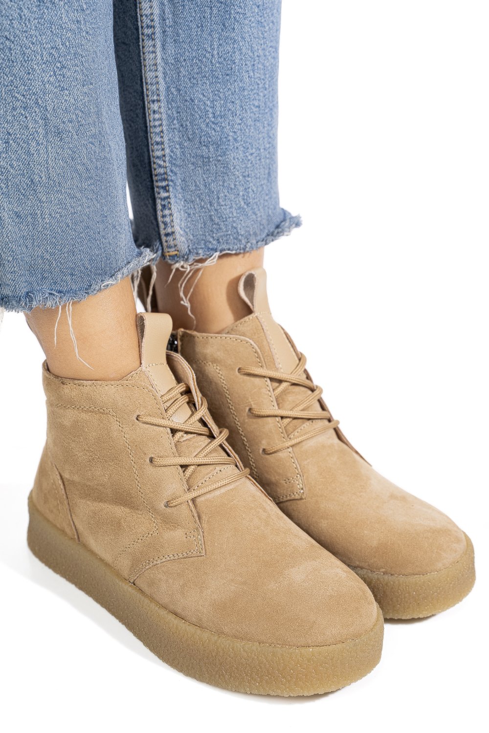 GHETE KHAKI PIELE NATURALA INTOARSA JSPY6651