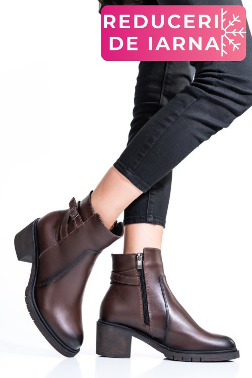 Botine dama  piele naturala maro 4s7726