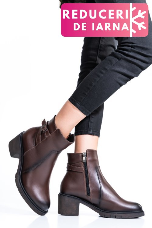 Botine dama  piele naturala maro 4s7726