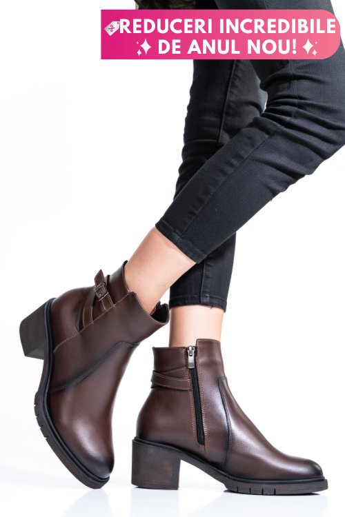 Botine dama  piele naturala maro 4s7726