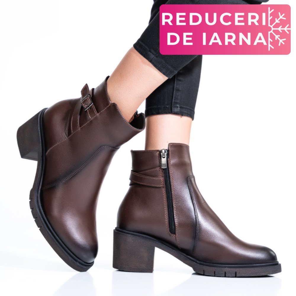 BOTINE DAMA  PIELE NATURALA MARO 4S7726