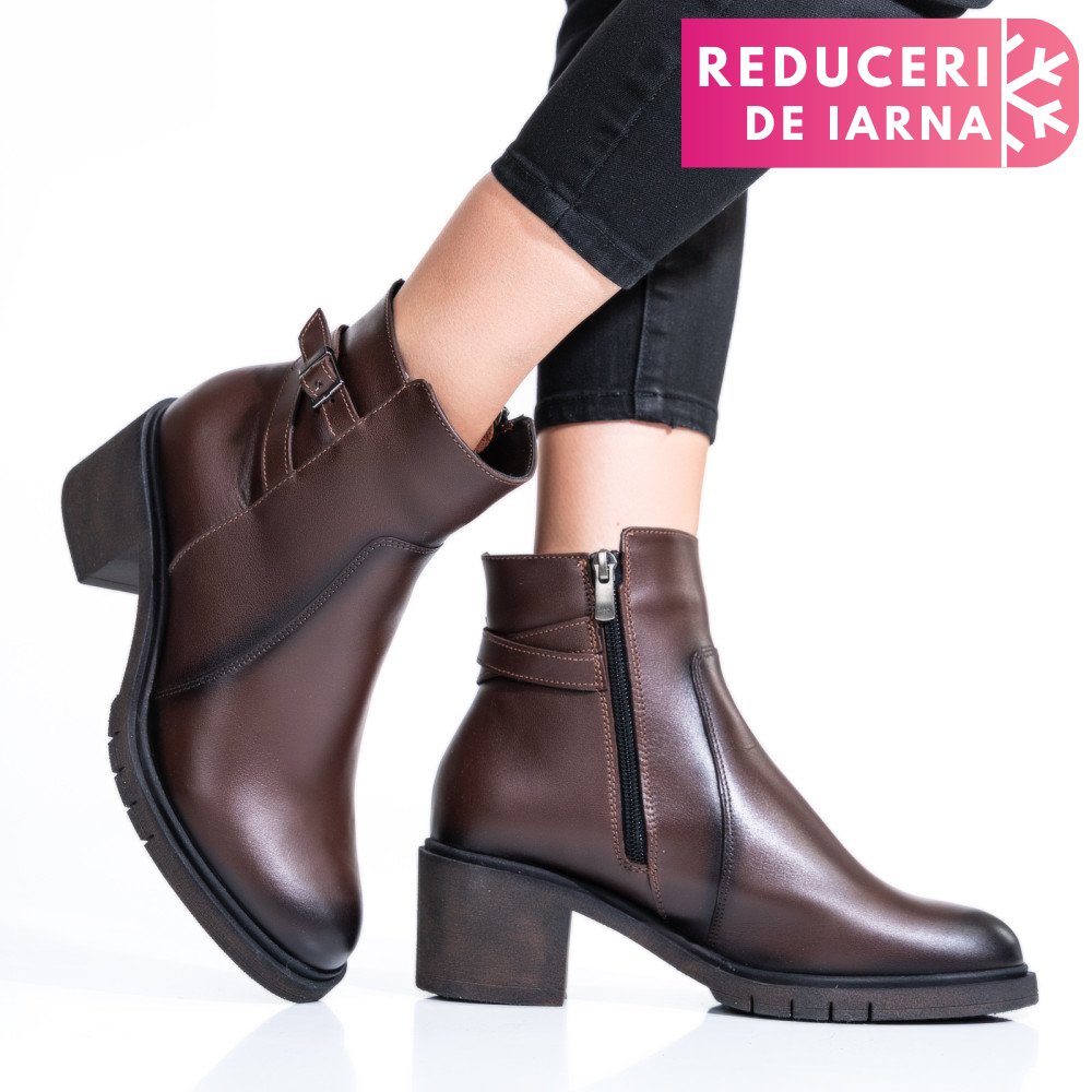 BOTINE DAMA  PIELE NATURALA MARO 4S7726