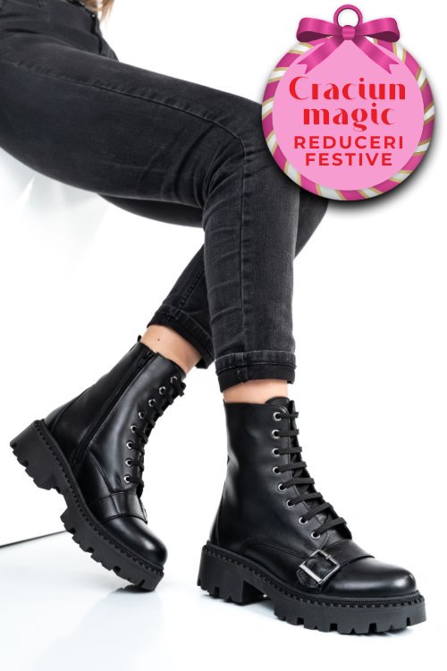 Ghete femei piele naturala negre 3s7760