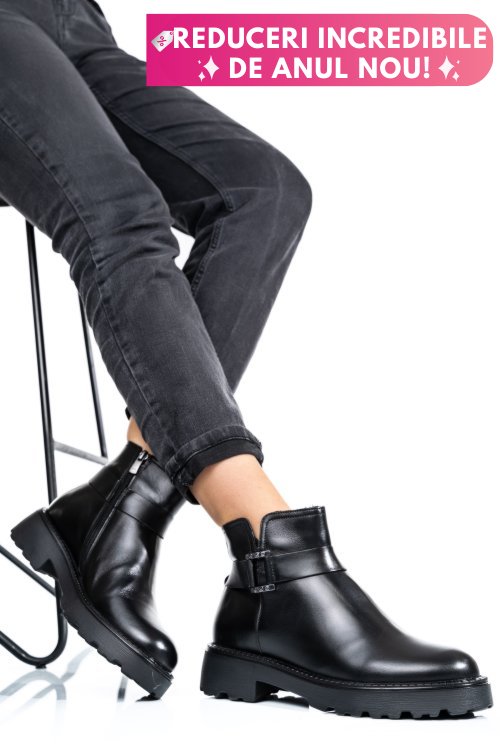 Ghete dama imblanite piele naturala negre 4s7734