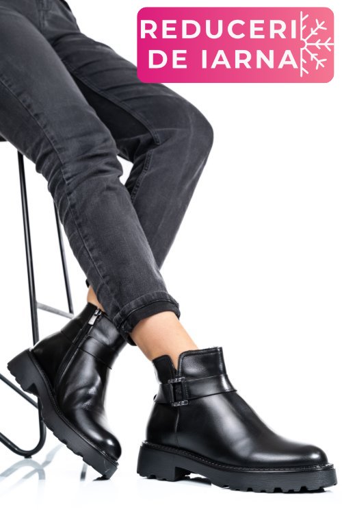 Ghete dama imblanite piele naturala negre 4s7734