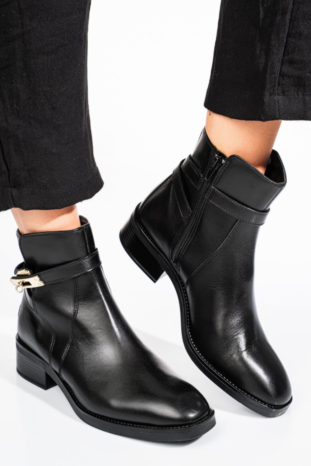 GHETE NEGRE PIELE NATURALA VB224207