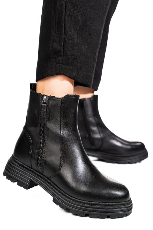 Ghete negre piele naturala vb254209