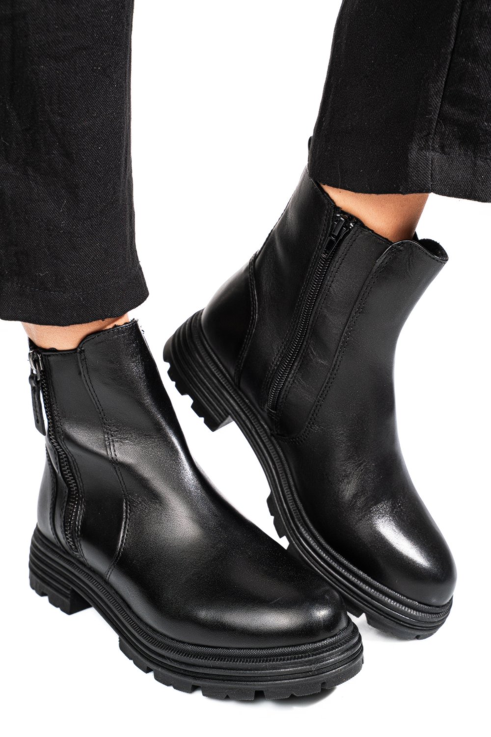 GHETE NEGRE PIELE NATURALA VB254209