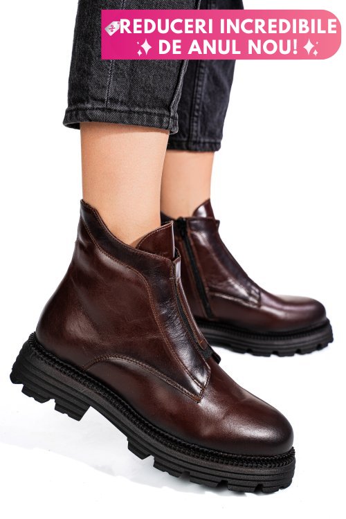 Ghete dama imblanite piele naturala maro 4s7723