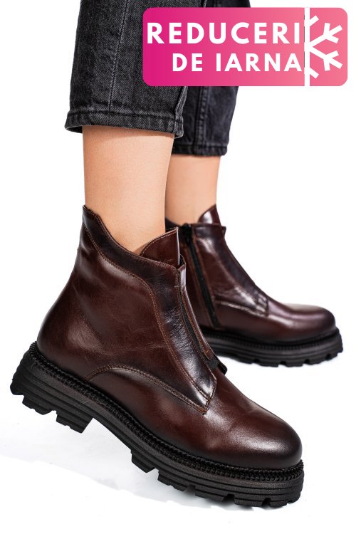 Ghete dama imblanite piele naturala maro 4s7723