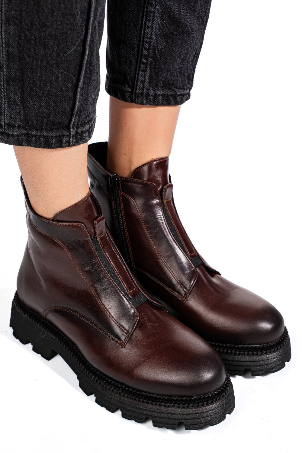 GHETE DAMA IMBLANITE PIELE NATURALA MARO 4S7723