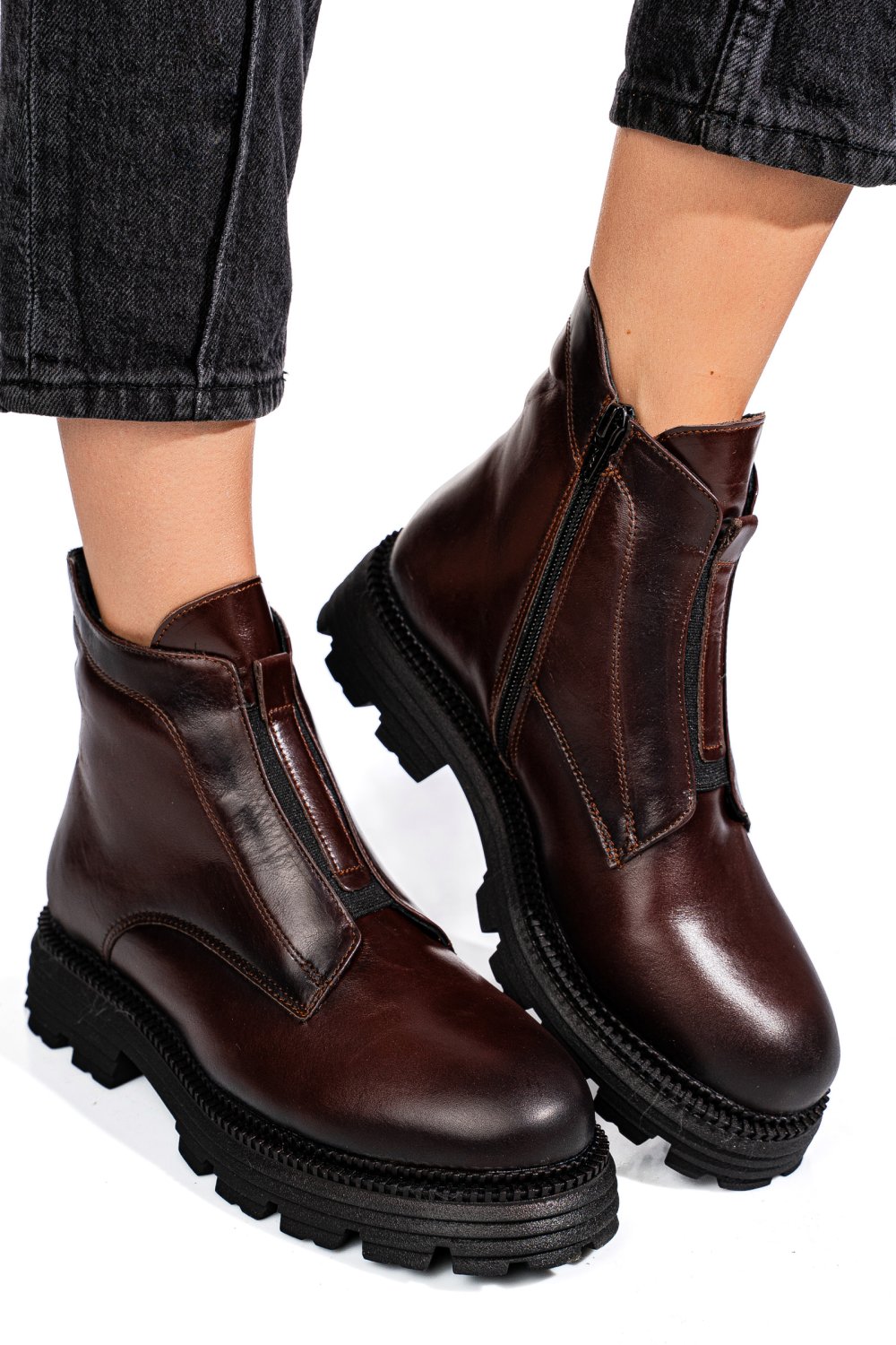 GHETE DAMA IMBLANITE PIELE NATURALA MARO 4S7723