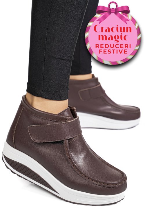 Ghete dark brown piele naturala asp386