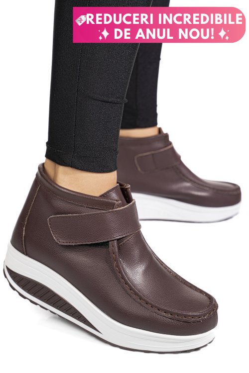 Ghete dark brown piele naturala asp386