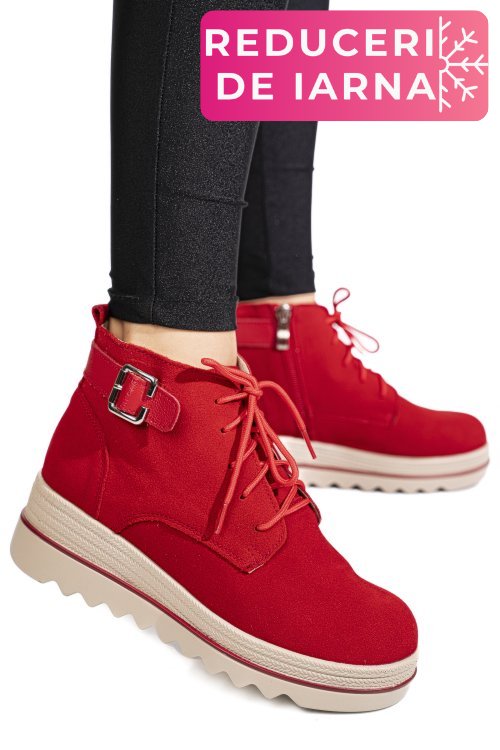 Ghete rosii piele naturala intoarsa 2sp0211a