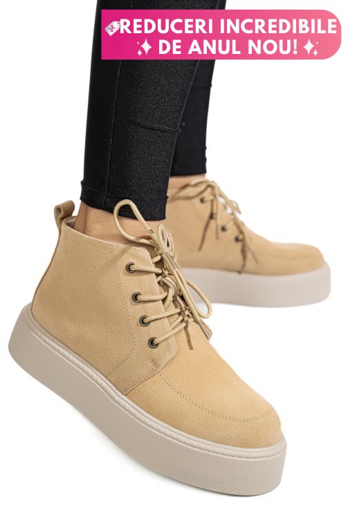 Ghete bej piele naturala intoarsa 1sp558