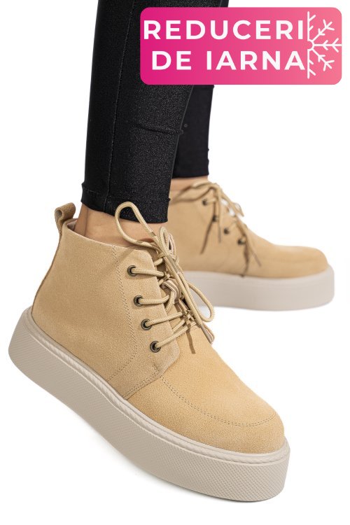 Ghete bej piele naturala intoarsa 1sp558