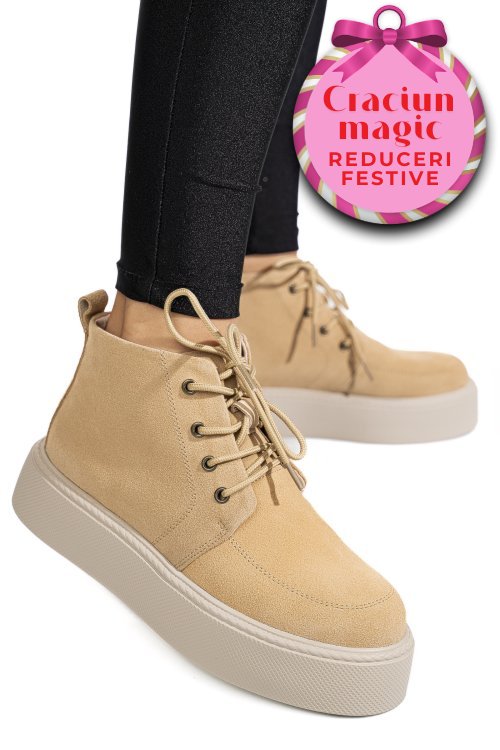 Ghete bej piele naturala intoarsa 1sp558