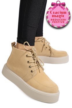 GHETE BEJ PIELE NATURALA INTOARSA 1SP558