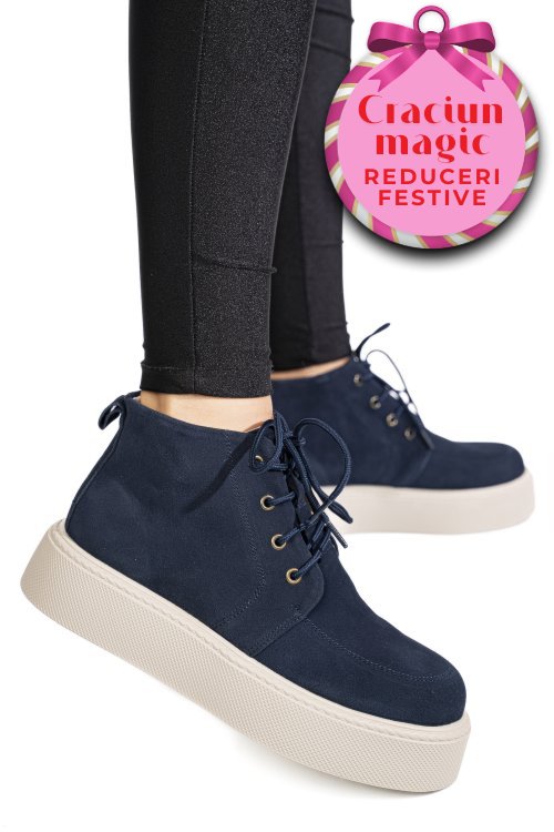 Ghete bleumarin piele naturala intoarsa 1sp558