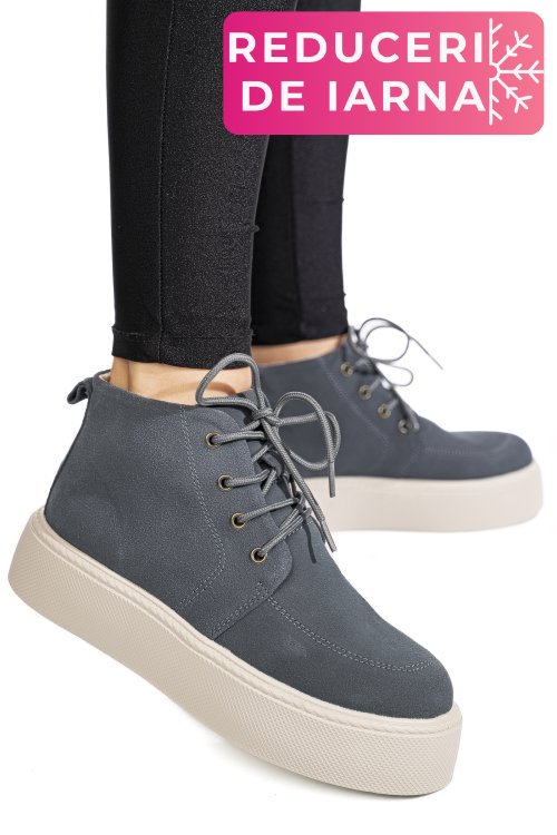 Ghete gri inchis piele naturala intoarsa 1sp558