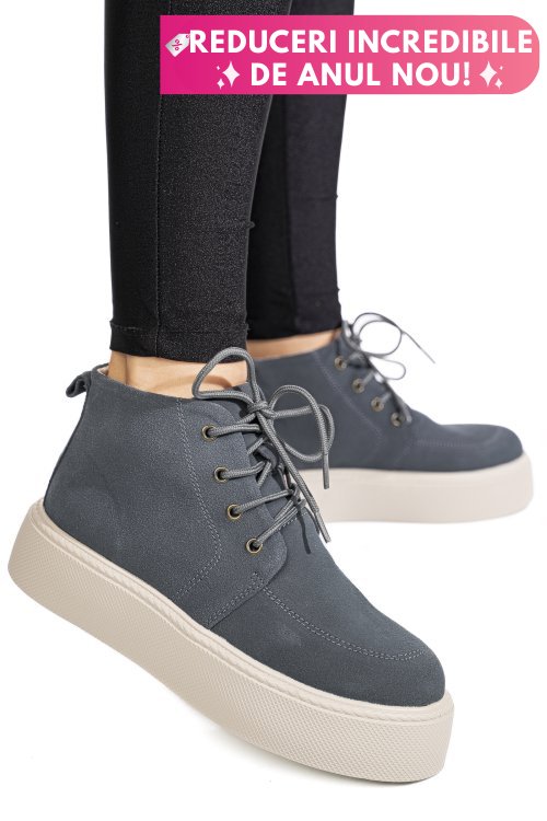 Ghete gri inchis piele naturala intoarsa 1sp558