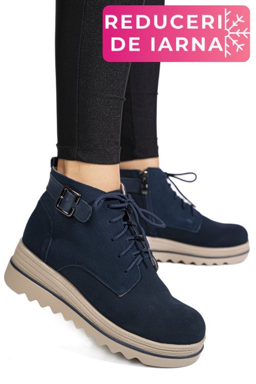 Ghete  bleumarin piele naturala intoarsa 2sp0211a