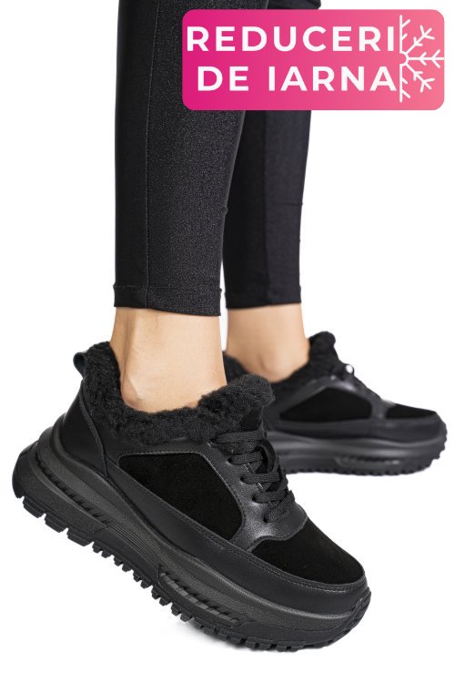 Pantofi sport negri piele naturala fsp001875