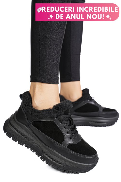 Pantofi sport negri piele naturala fsp001875