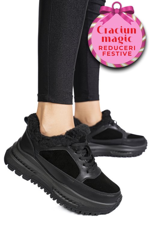 Pantofi sport negri piele naturala fsp001875