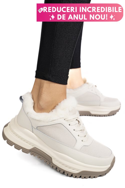 Pantofi sport bej piele naturala fsp001875