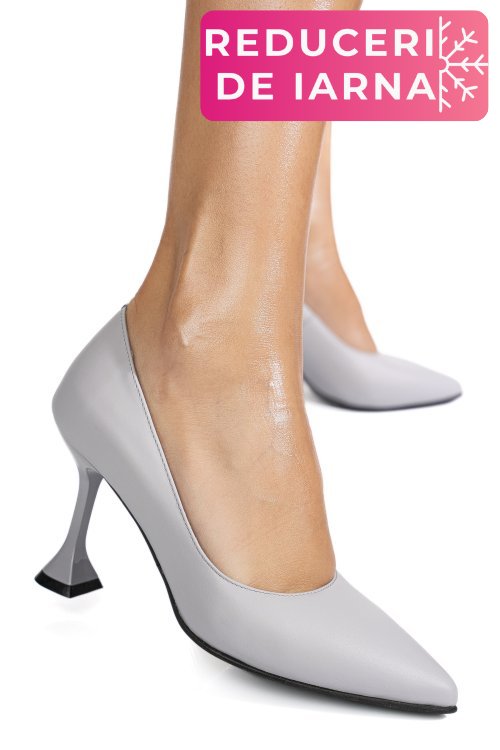 Pantofi gri piele naturala 1pc802