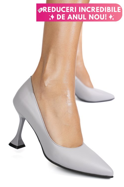 Pantofi gri piele naturala 1pc802