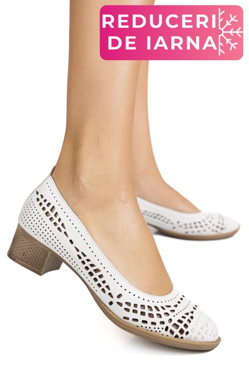 Pantofi  albi piele naturala apck4000