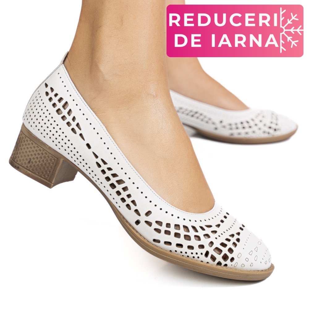 PANTOFI  ALBI PIELE NATURALA APCK4000