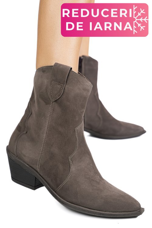 Cizme gri piele naturala intoarsa 4s7787