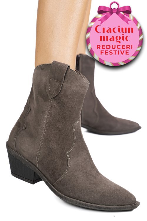 Cizme gri piele naturala intoarsa 4s7787