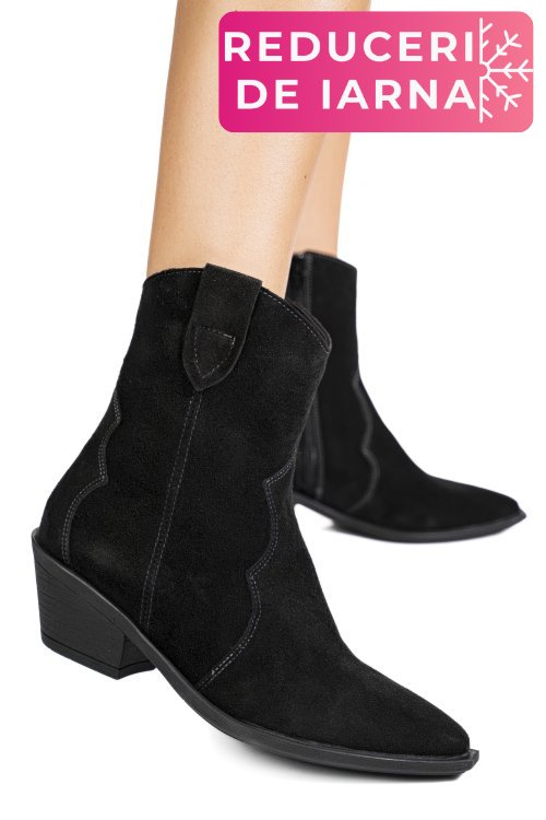 Cizme negre piele naturala intoarsa 4s7787