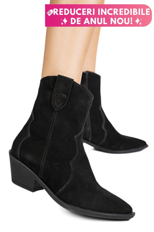 Cizme negre piele naturala intoarsa 4s7787