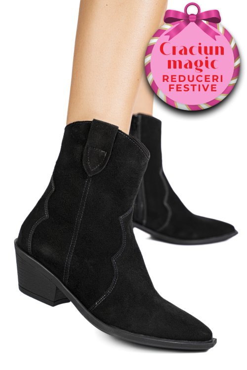 Cizme negre piele naturala intoarsa 4s7787