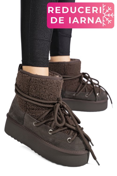 Cizme maro inchis piele naturala intoarsa 1s77265