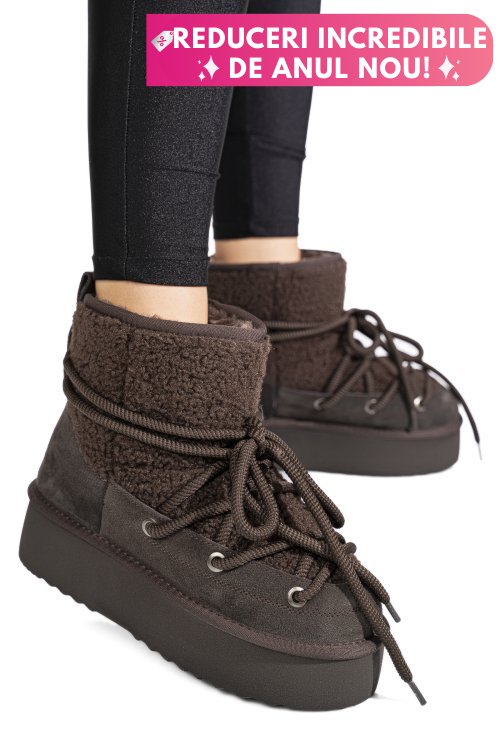 Cizme maro inchis piele naturala intoarsa 1s77265