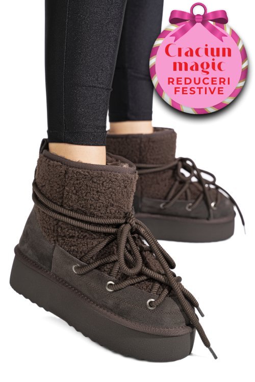 Cizme maro inchis piele naturala intoarsa 1s77265