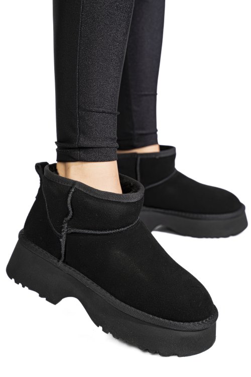 Ghete negre piele naturala intoarsa 1s77274