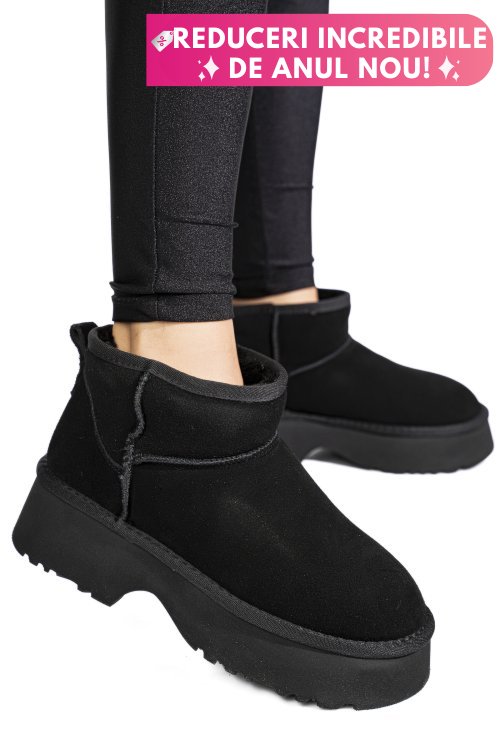 Ghete negre piele naturala intoarsa 1s77274